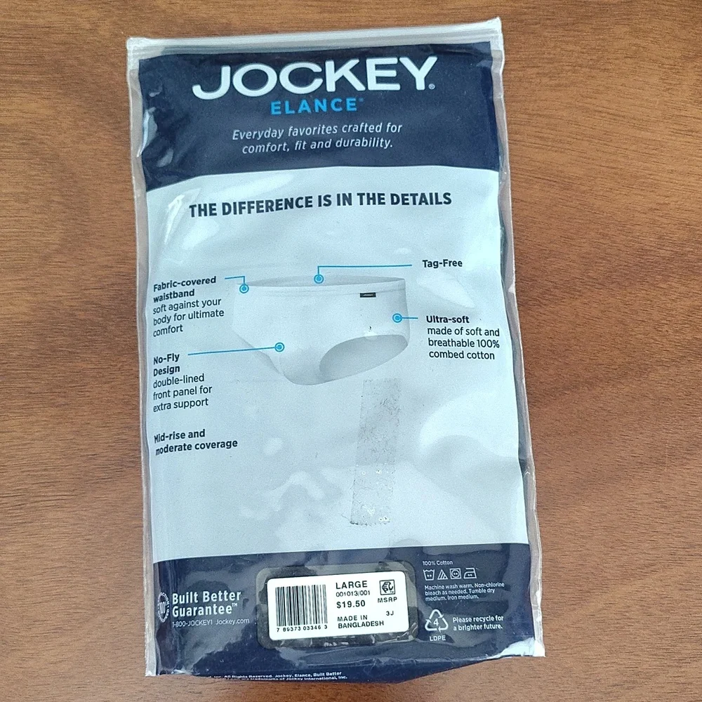 Jockey Elance Poco Men' Briefs Underwear - 2 Pack - Size L 36-38
